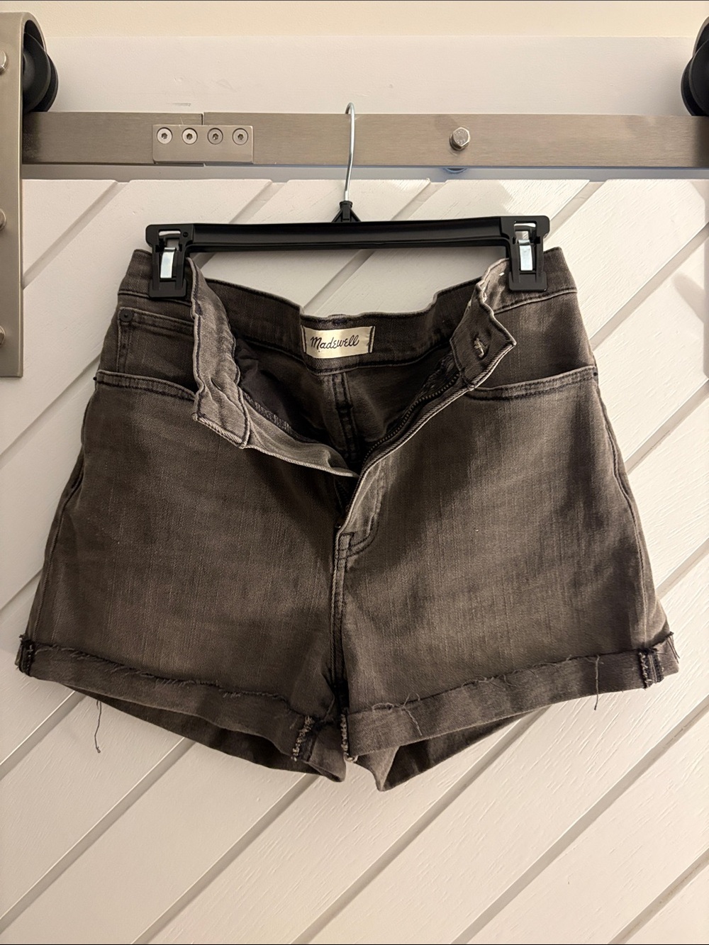 Madewell Women's Charcoal Gray Denim Roll-Hem Shorts